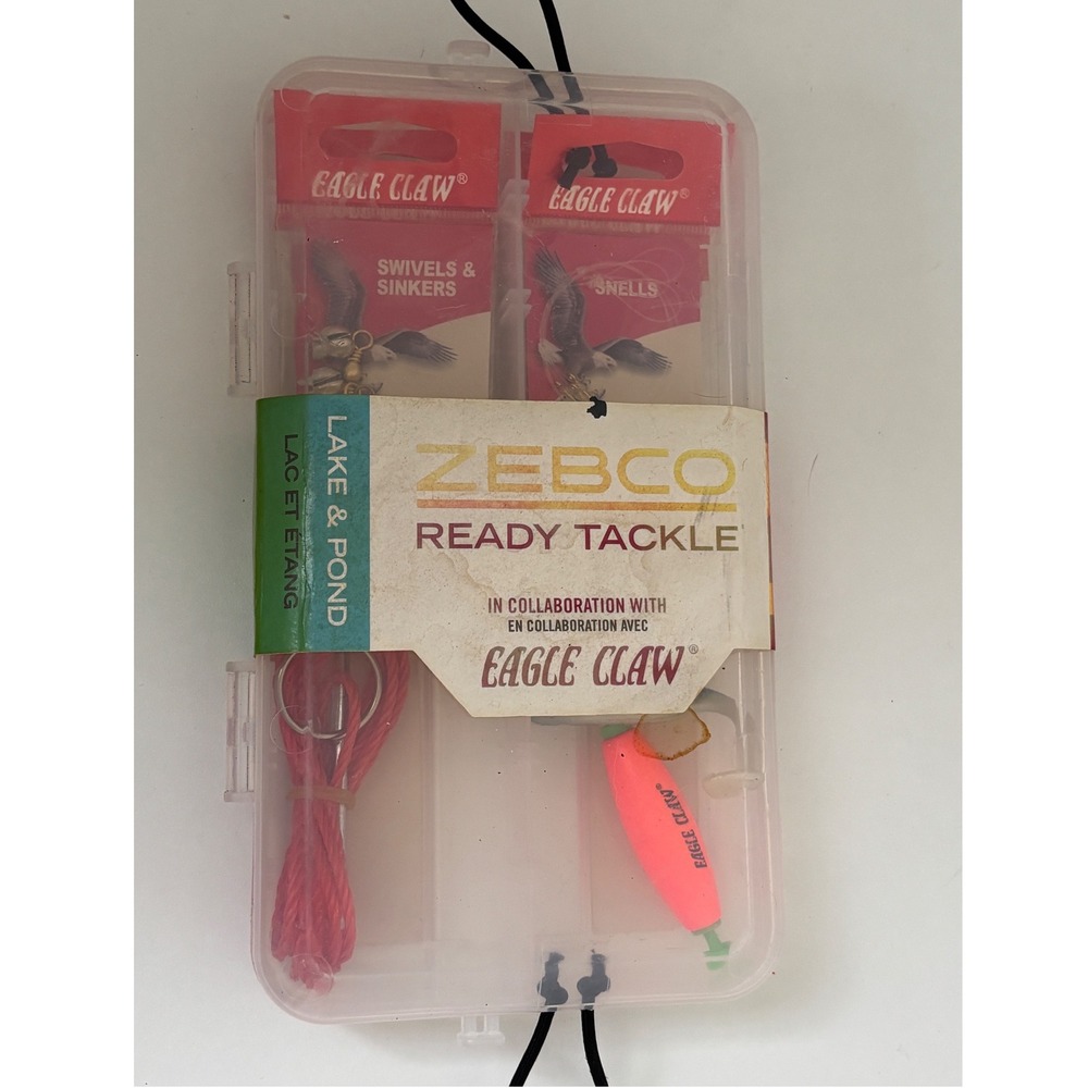 Zebco Ready Tackle Eagle Claw Lake Pond Fishing Kit Swivels Sinkers Snells Box